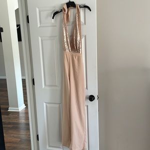 Lulus tan/gold jumpsuit